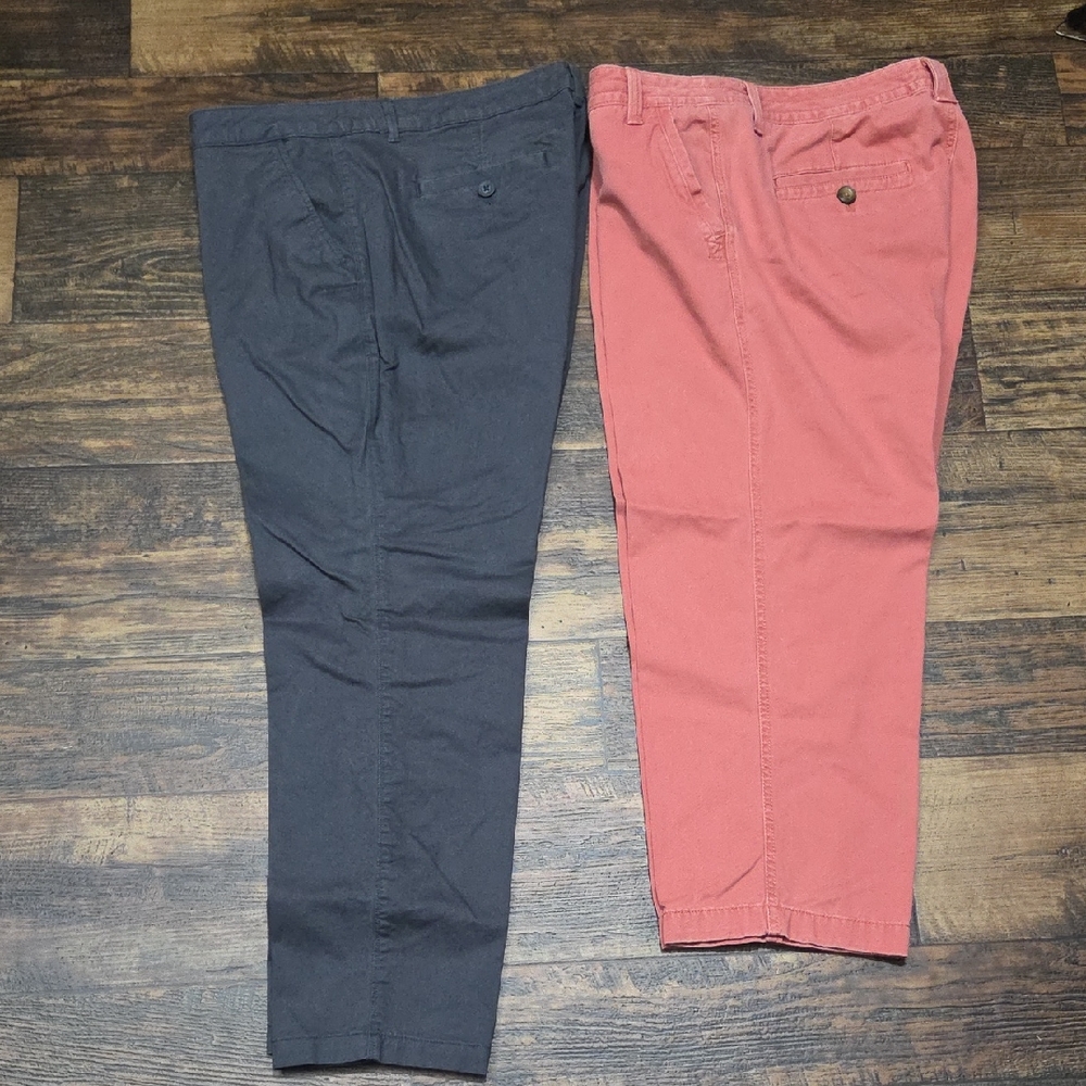 Eddie Bauer Men's Chinos - Charcoal and Coral